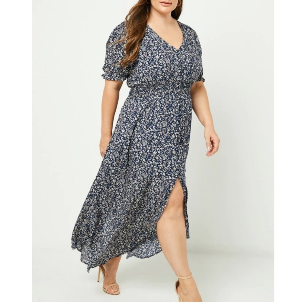 Three Bird Nest Navy Blue Floral Maxi Dress